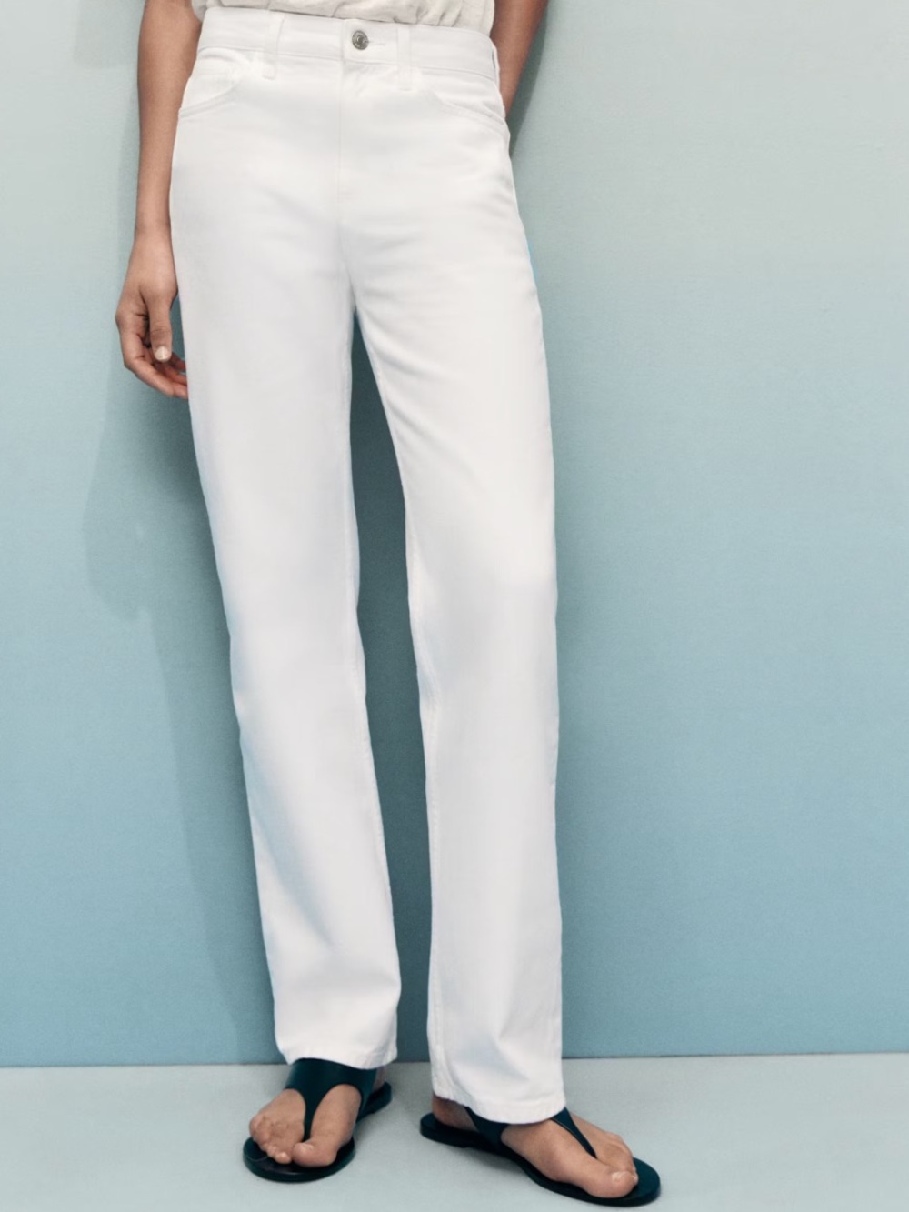 NWT Mango Matilda White Straight-Leg Jeans, Size 34 (US 2)